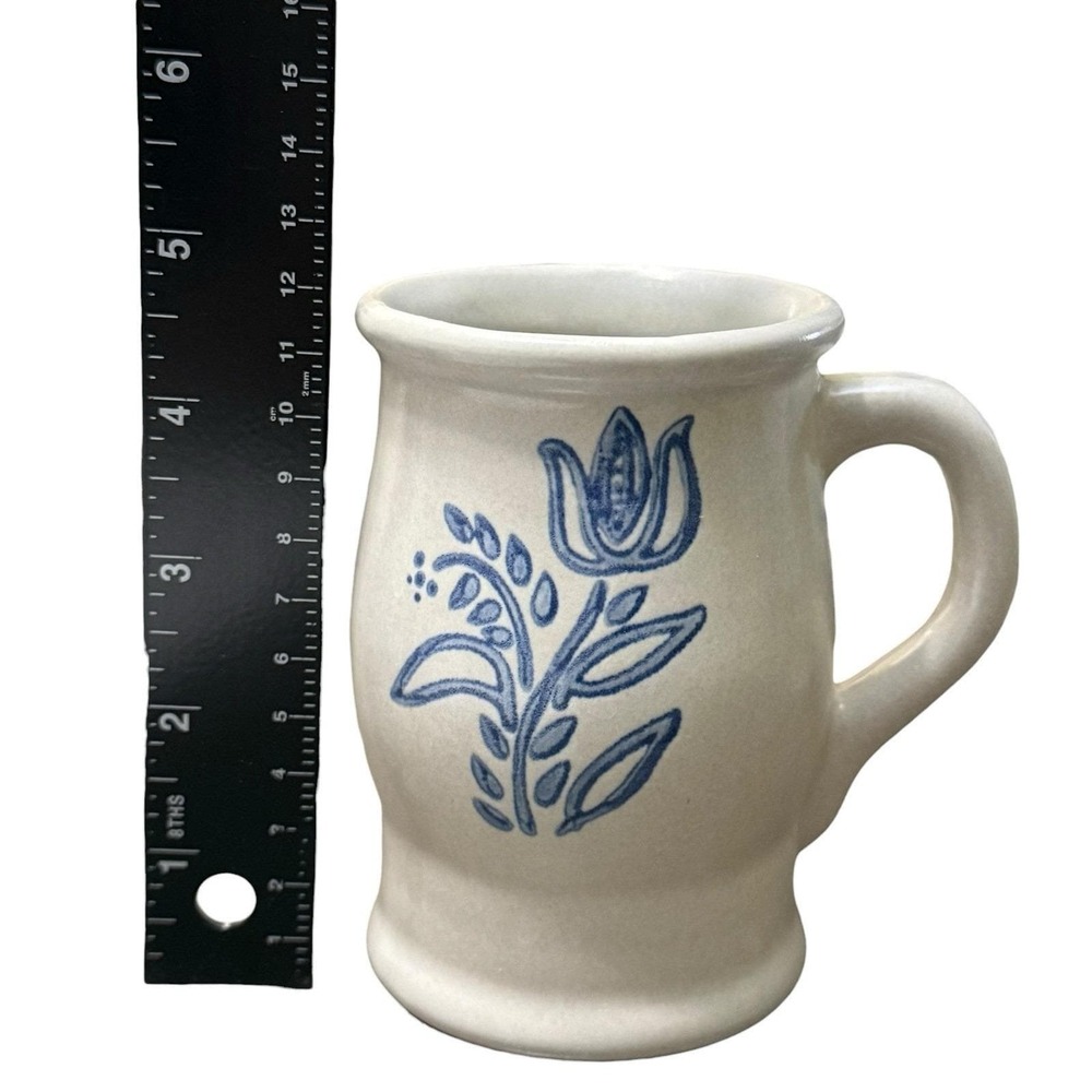 Pfaltzgraff Folk Art Mug Cup Blue Floral Stoneware USA Set of 4 Vintage - Picture 9 of 10